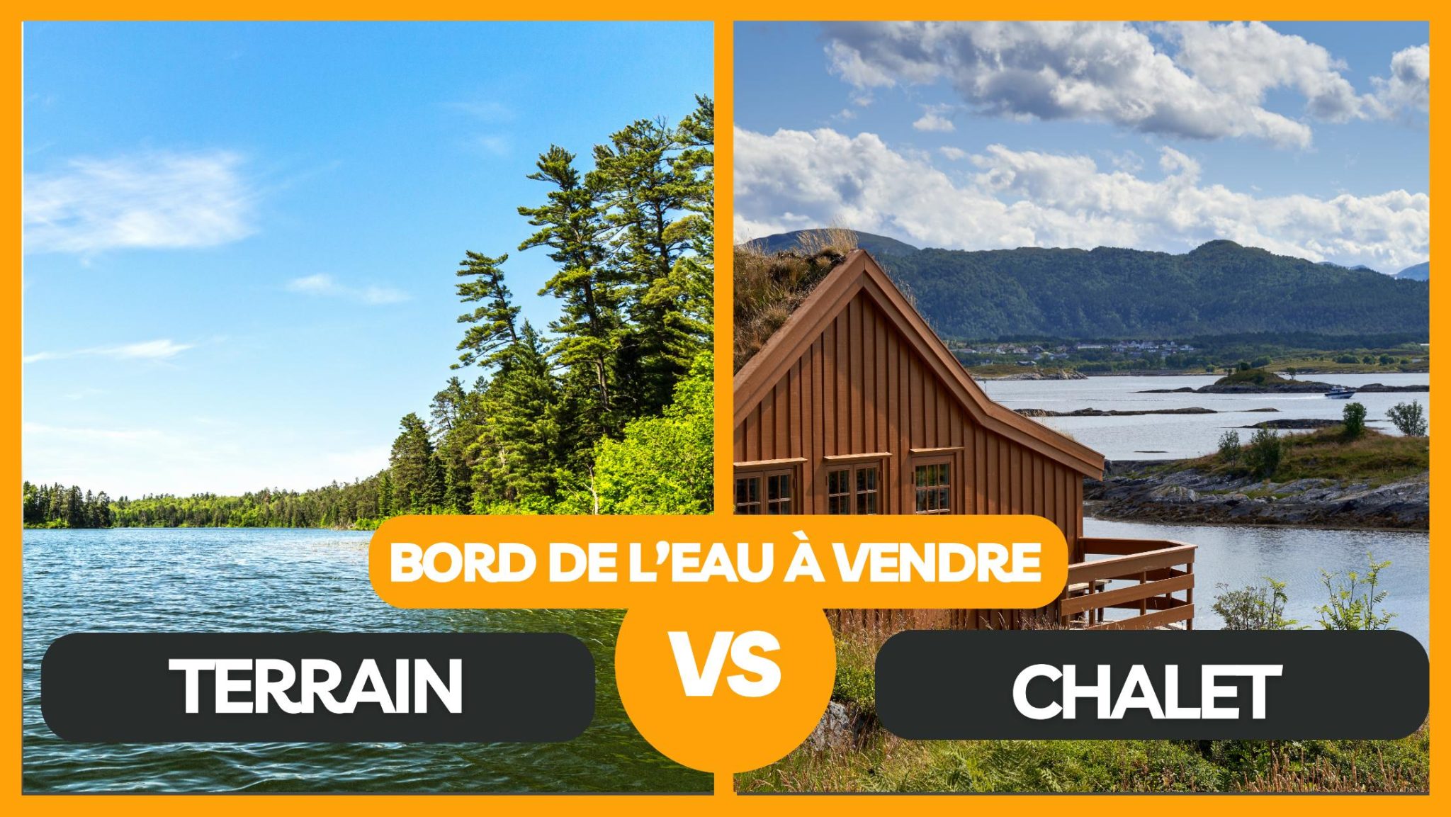 Terrain et Chalet à vendre au bord de l eau en reprise de finance